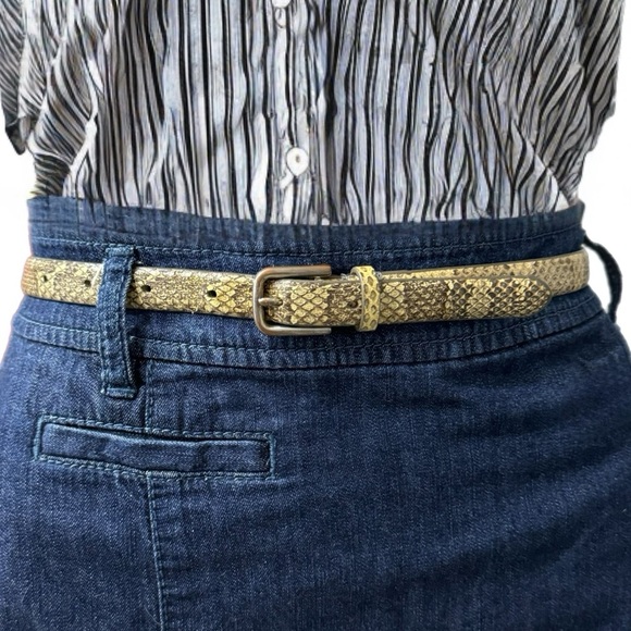 J. Crew Women’s Genuine Leather Belt Chic Snakeskin Print Sz Small 4/6 VTG Style - Picture 2 of 10